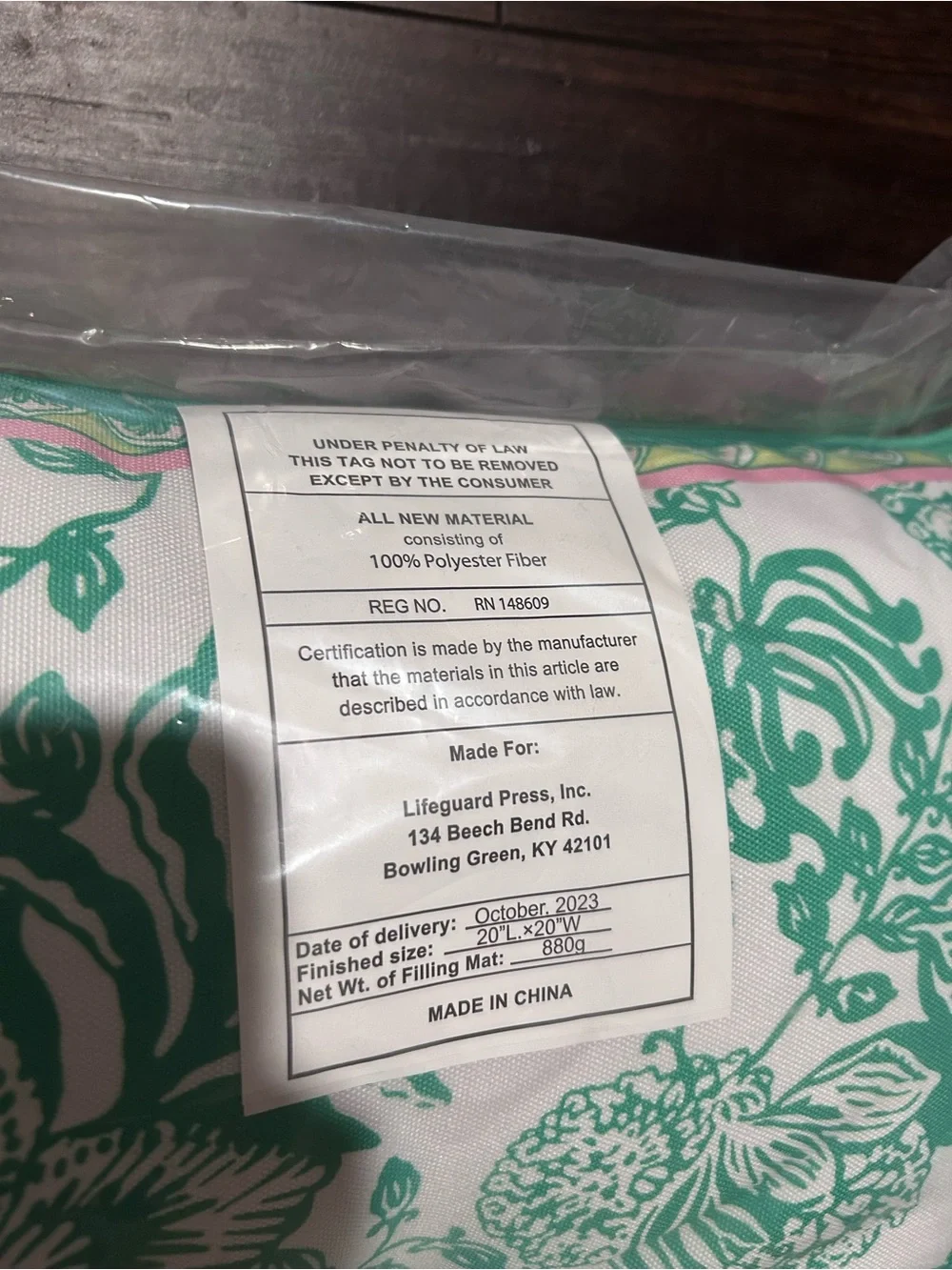 NWT Lilly Pulitzer indoor/outdoor pillow 20x20